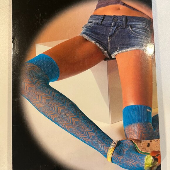 Y2K deadstock Miss Sixty thigh high turquoise nylons - Picture 2 of 6